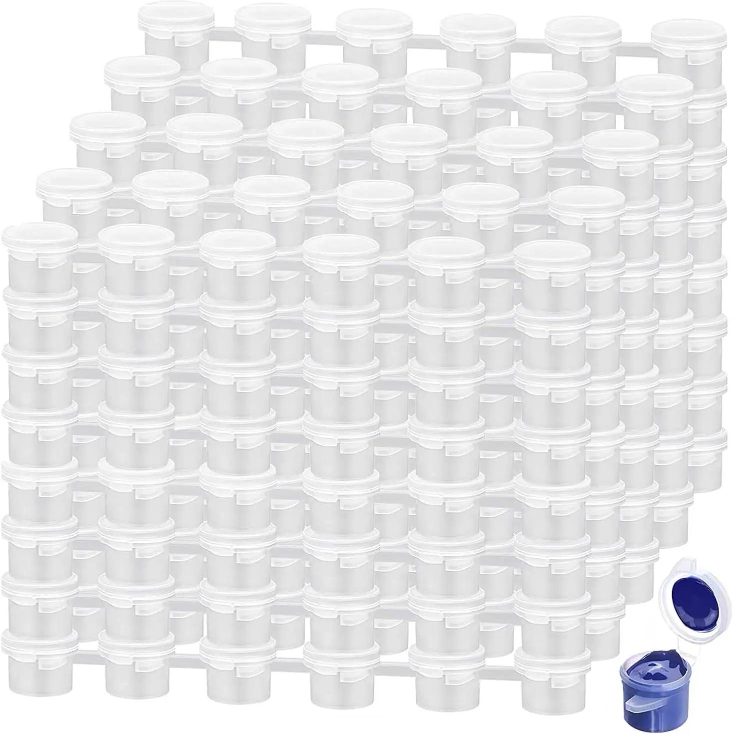 

600 PCS Empty Paint Pots 3ml / 0.1oz Paint Pots with lids 100 Strips, Clear Plastic Painting Cups Strips Bulk for School
