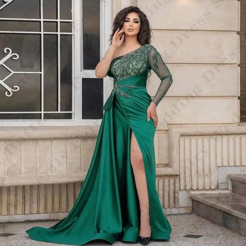 

Formal Evening Dresses Sexy Elegant Party For Women Exquisite Beautiful Off Shoulder Long Sleeved High Slit Mopping Prom Gowns