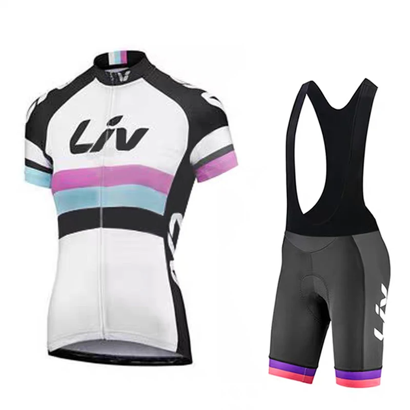 

LIV Women's cycling jersey summer road cycling bib with sponge seat cushion cycling suit quick drying cycling sports shirt