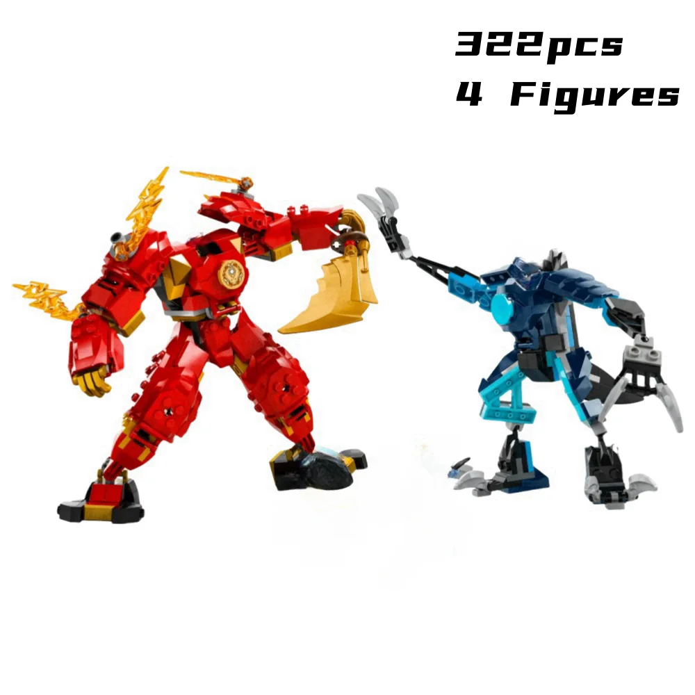 Moc 322Pcs Kai Elemental Fire Mech Customizable Model Bricks 71808 Building Blocks Movie Sets Kids Toys Birthday Gifts for Boys