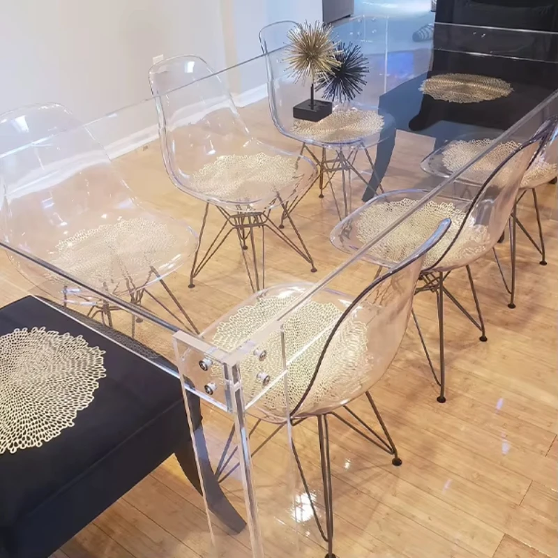 

Hot Sale Transparent 4 Rectangle Legs Removable Acrylic Dining Table Wedding Birthday Party 72x 30x 30 Inch Acrylic Dining Table