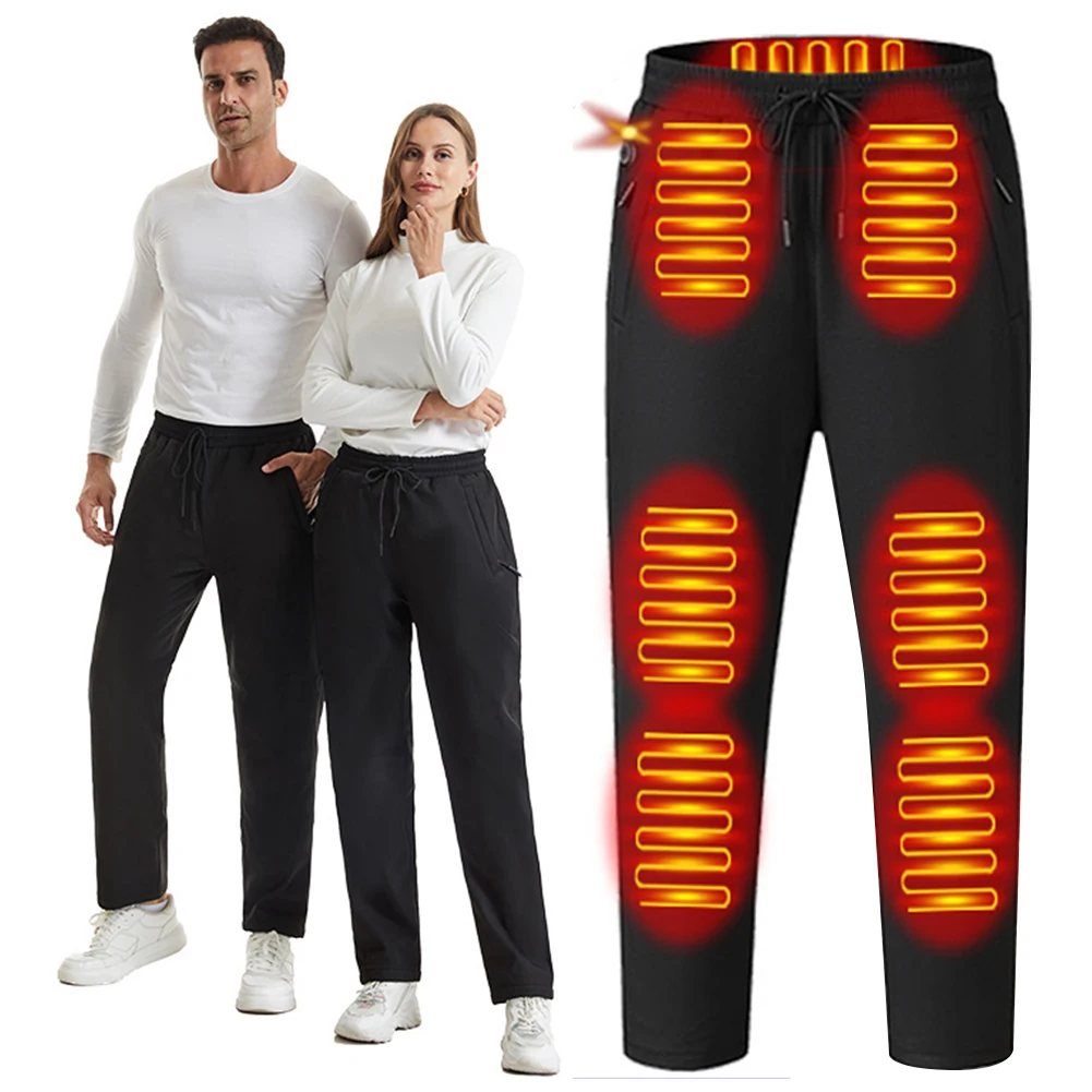 USB Electric Heated Ski Clothing Elastic Waist Heating Trousers Waterproof 12 Heating Zone 5V Thermal Pants for Skiing Fishing