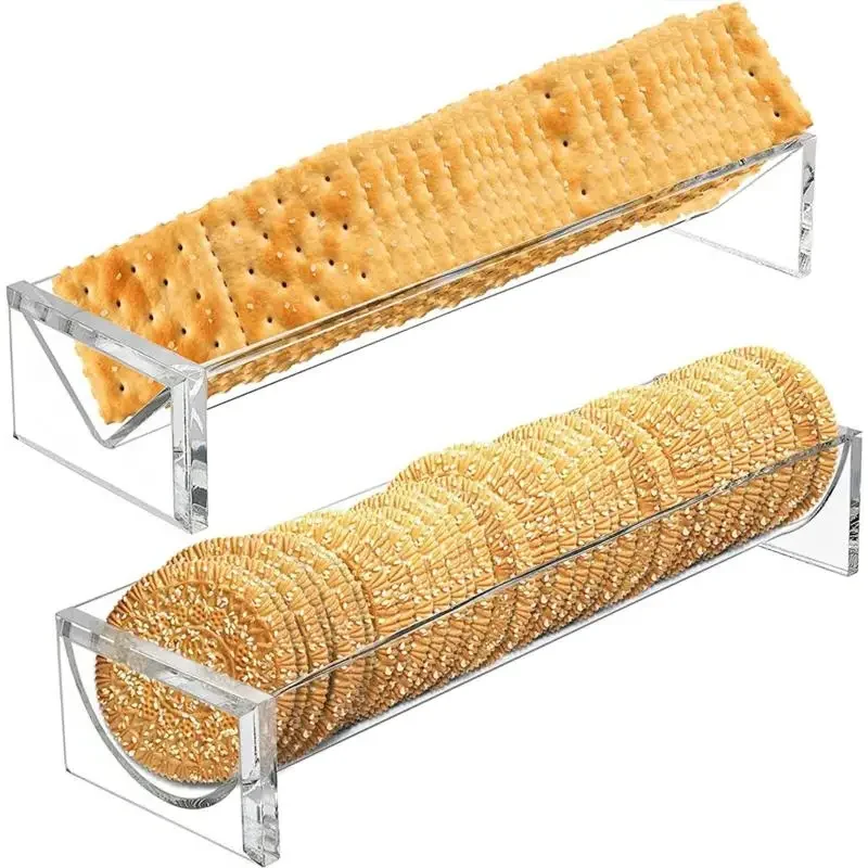 

22x7x5cm Acrylic Serving Tray for Crackers&Appetizers Rectangular Party Snack Holder Non-Slip Food Display Stand Party Supplies