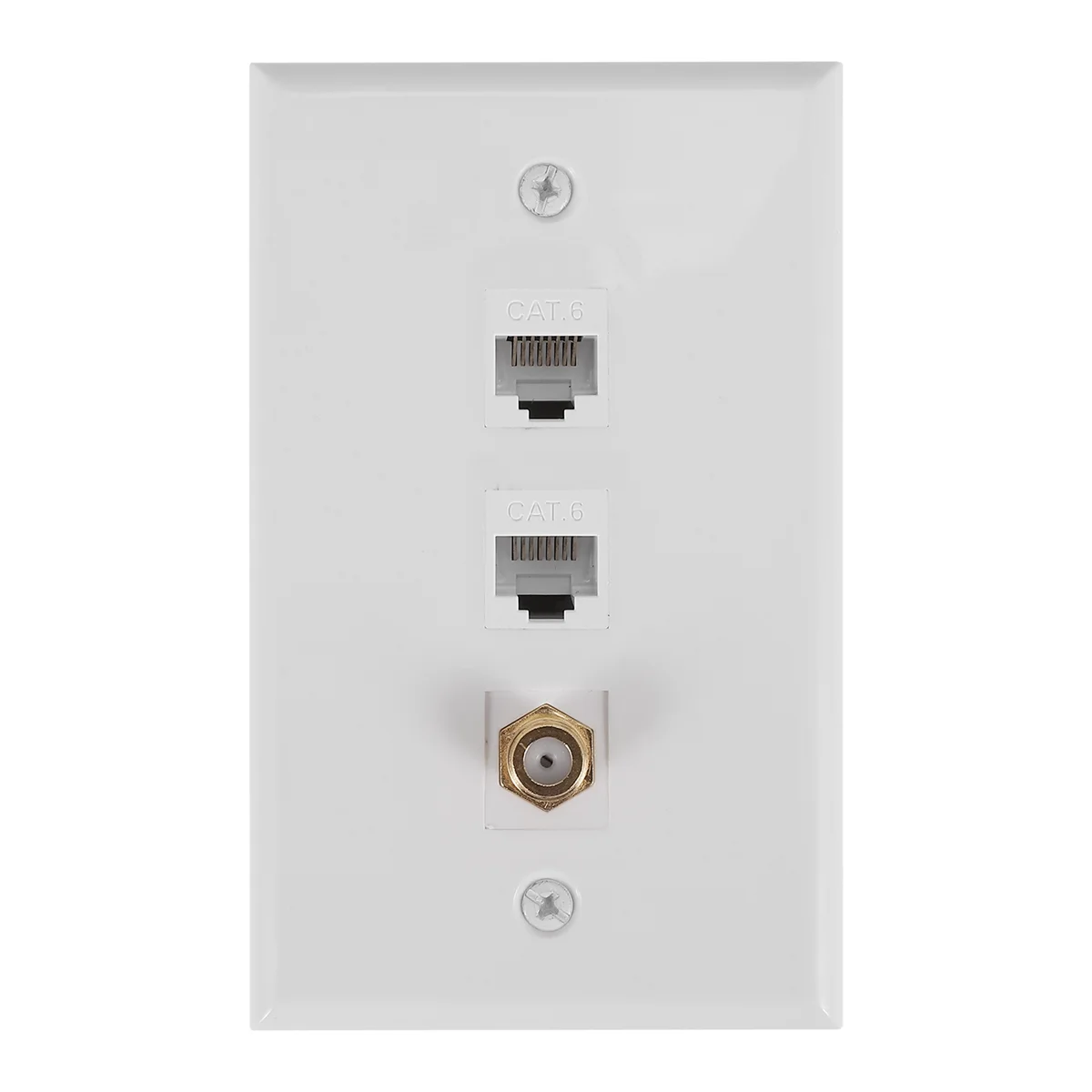 Ethernet Coax Wall Plate,2 Port Cat6 RJ45 Keystone and 1 Port F Type Connector Coax Keystone Female to Female Wall