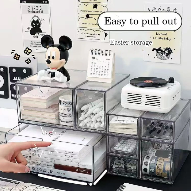 Desktop Organizer Drawer Type Acrylic Box Stationery Organizer Cosmetic Organizer for Makeup Storage Stationery Supplies receive