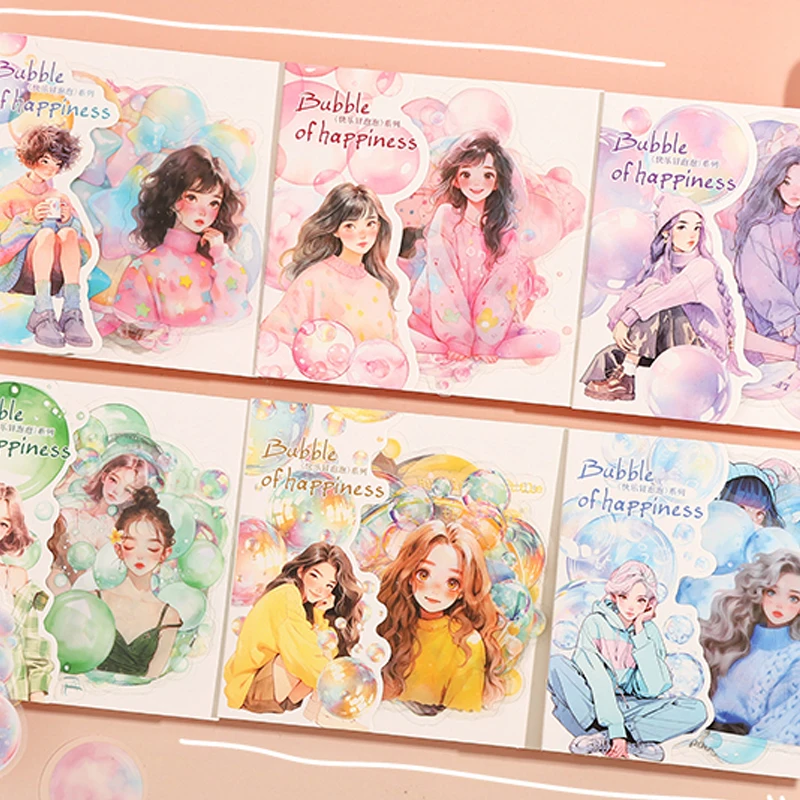 

Mr. Paper 60Pcs/bag Character bubble PET sticker pack creative handbook material stickers DIY handbook magazine notebook