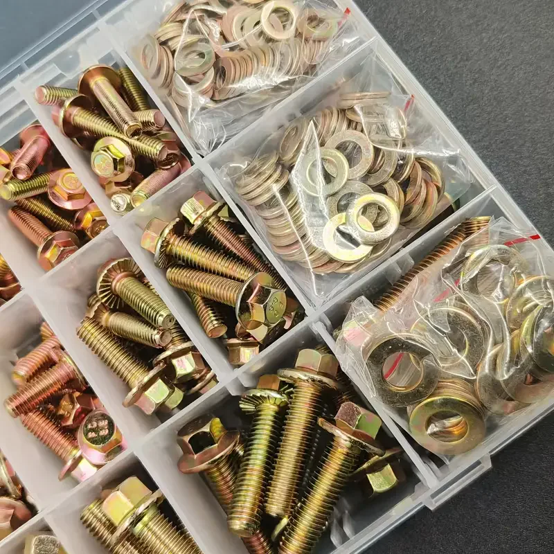 

366pcs Metric Flange Bolt & Nut Set, M5 M6 M8 8.8 Serrated Hexagon Cap Flange Bolts with Hexagon Nuts, Steel Coarse Thread Faste