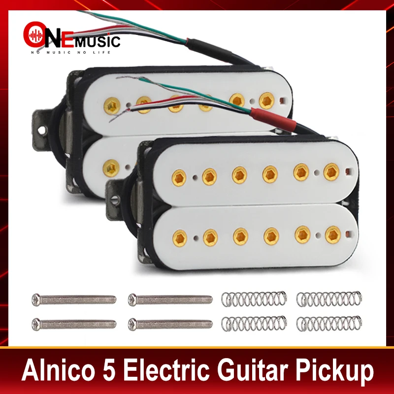 Vintage Alnico5 Humbucker Coil Spliting Neck7.5K/Bridge15K Double Coil Electric Guitar Pickup Black Guitar Part Warm Sound White