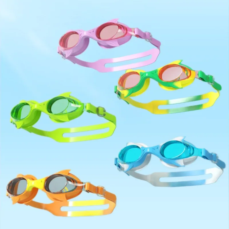 Gafas de natación impermeables para niños, protección ocular antivaho HD, gorro de natación con forma de pez, conjunto de gafas de natación