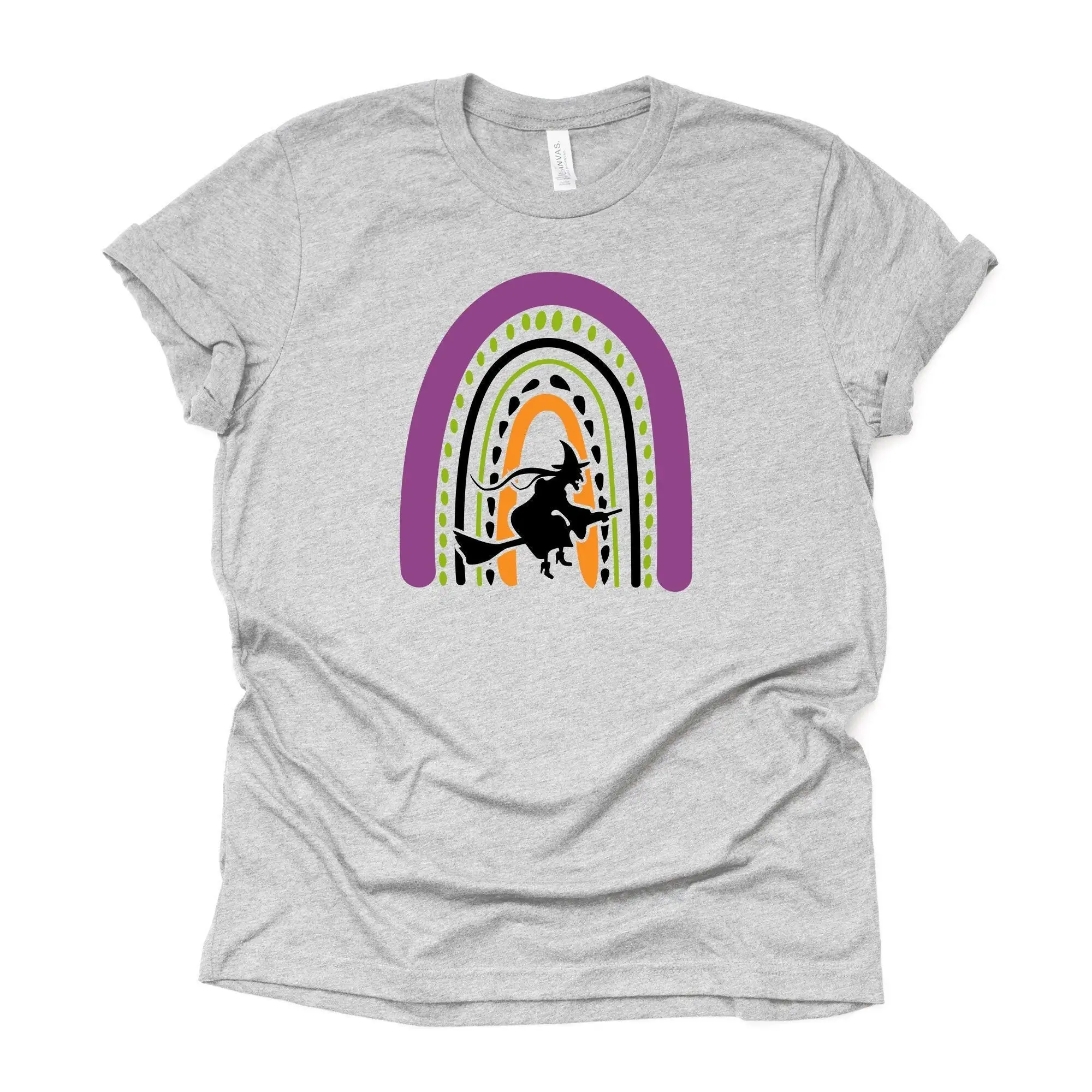 Halloween T Shirt Super Fun Rainbow With Witch Design On Premium Unisex 3 Colors 3X 4X