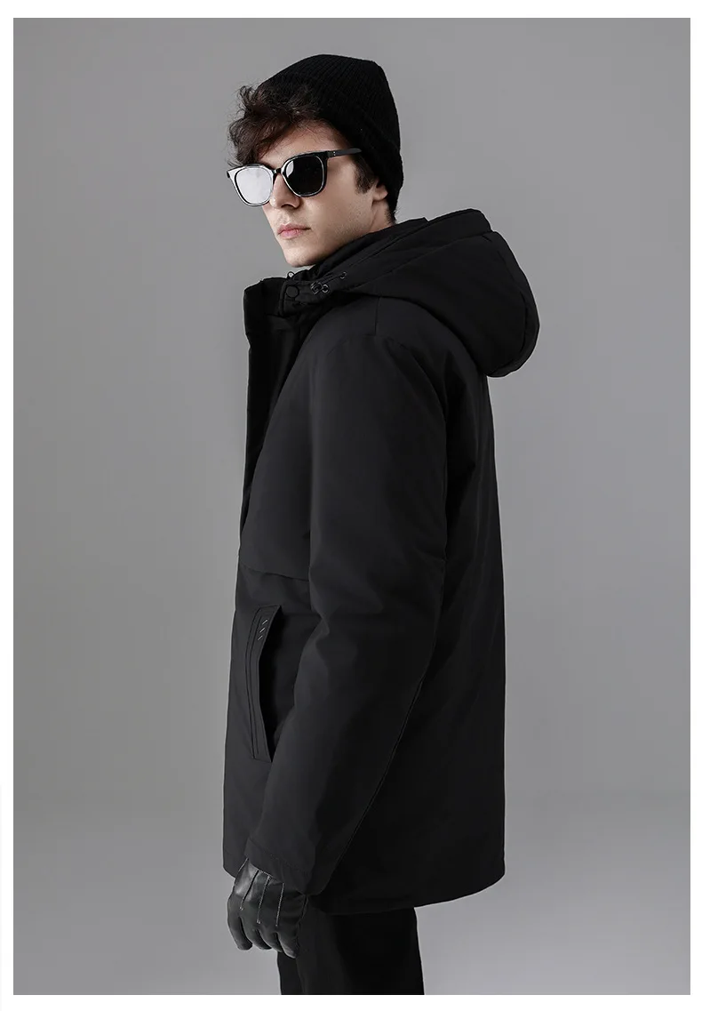 Men's Down Coats and Parkas Mid-length Winter Jackets Padded Puffer Jacket Man Down Jacket Thick Detachable Inner Padding HWY103