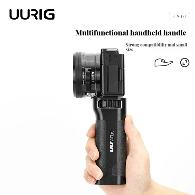 Uurig-写真スタビライザーハンドヘルド、1/4インチネジ付きカメラハンドルグリップ、DSLRカメラ、スポーツビデオライト、vlog