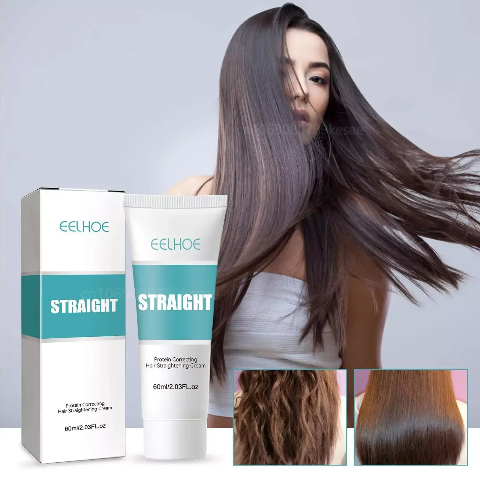 60Ml Keratine Haar Rechttrekken Crème Professionele Beschadigde Behandeling Sneller Gladmakende Krullend Haarverzorging Proteïne Correctiecrème