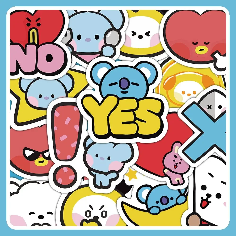 BT21 Stickers Cute Cartoon Joint Name Graffiti Decorate Creativity Q Version Photo Stickers Water Proof Sticker 120 Photos Gift