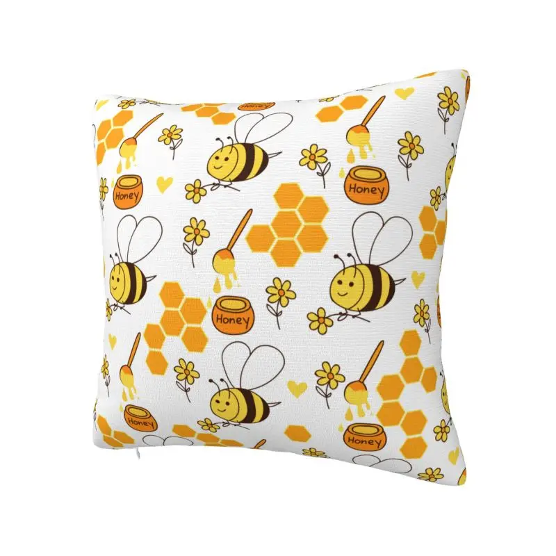 Modern Honey Bees And Flowers Pattern Throw Pillow Case Home Decorative 3D Printing Sofa Cushion Cover Polyester Soft Pillowslip