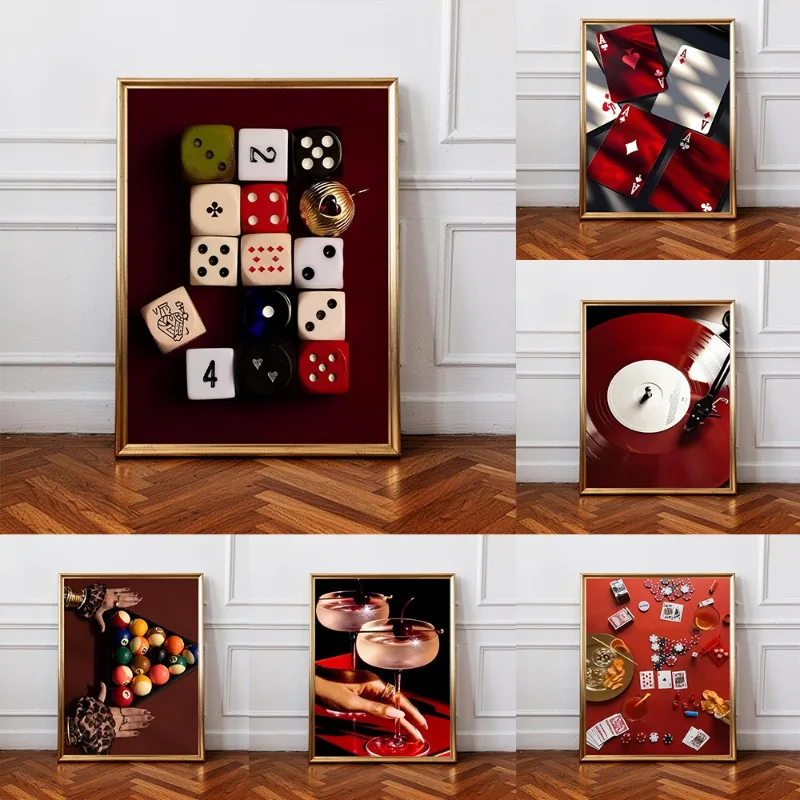Retro Nachtclub Casino Poker Würfel Poster Glücksspiel Luxus Lifestyle Leinwanddruck Trendige Wandkunst Wohnzimmer Heimdekoration