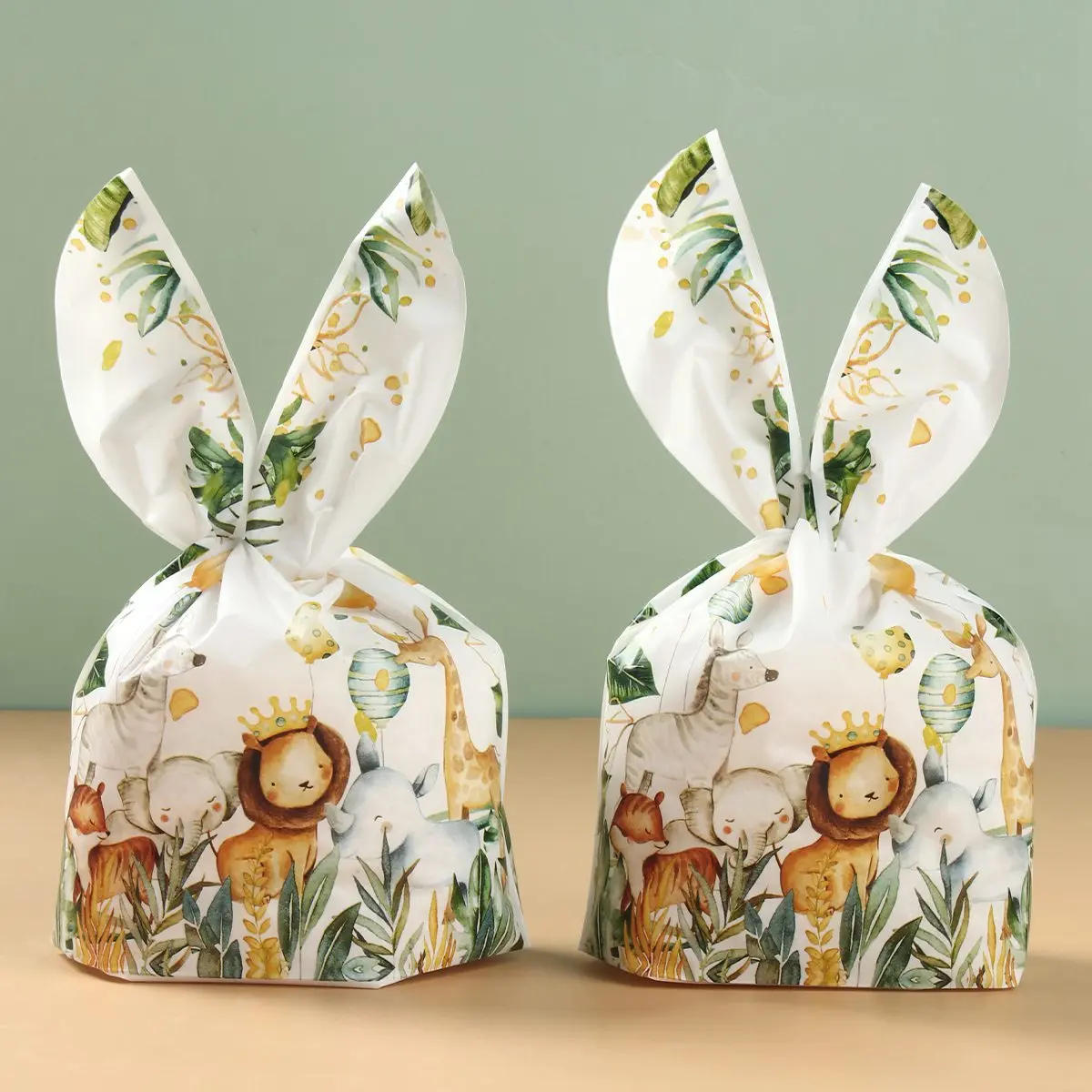 

Jungle Animal Rabbit Gift Bags Candy Biscuit Packing Bag Happy Birthday Party Supplies Kids Baby Shower Wedding Diy Gift Bags