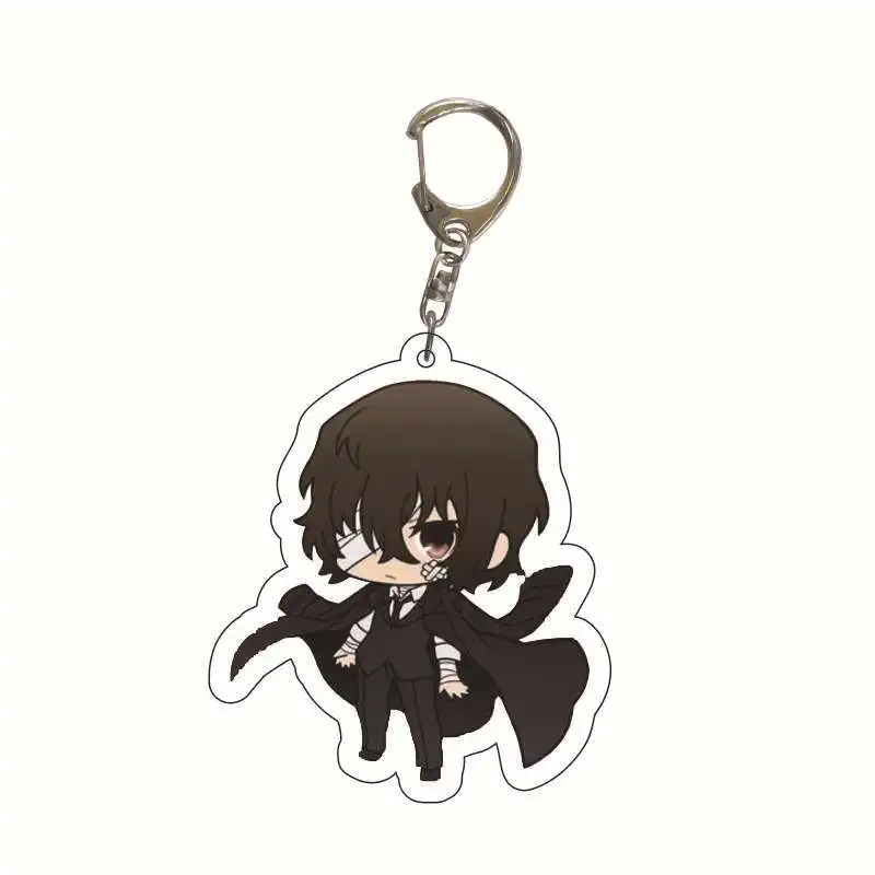 Q Version Anime Stray Dogs Keychain Shaking Osamu Dazai Nakahara Sensibility Cosplay key Chain Ring Keyring Pendant Accessories