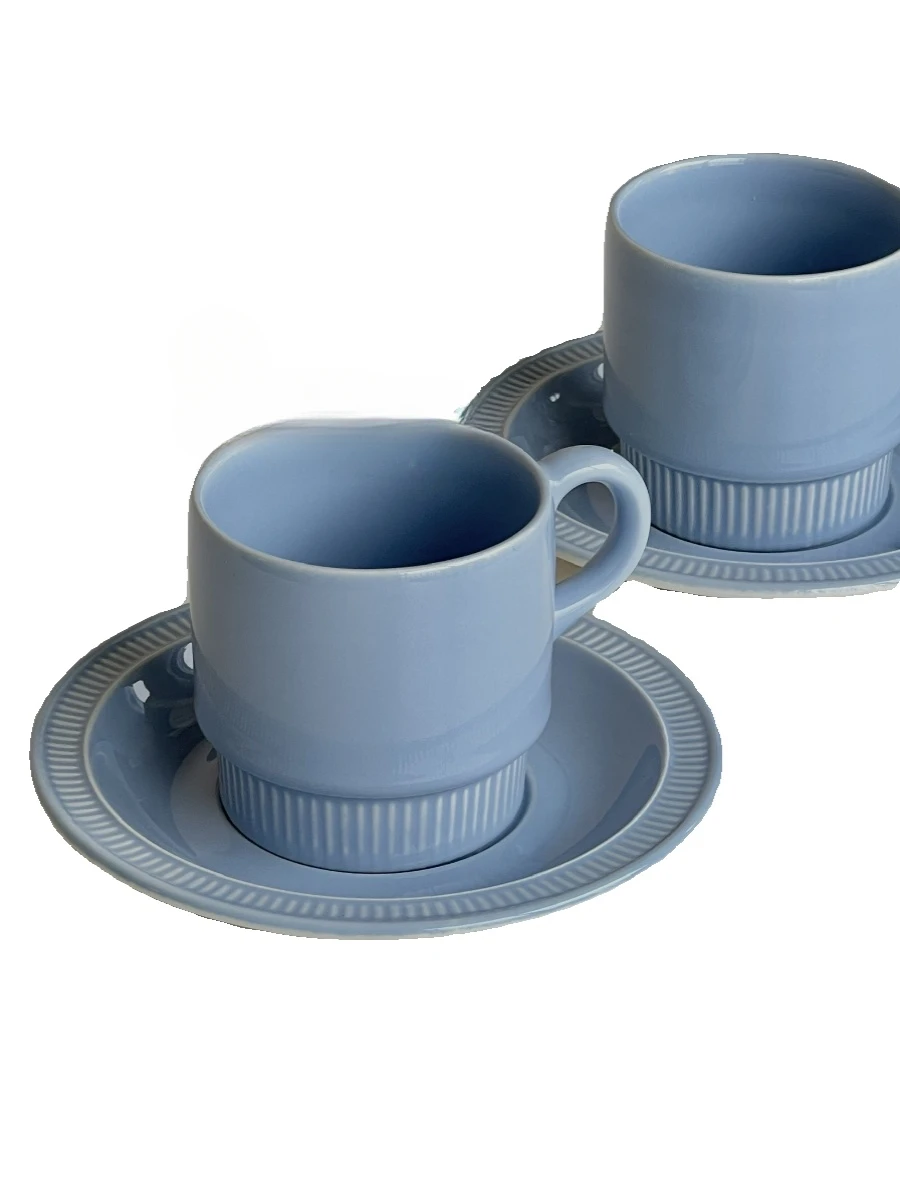 Medieval coffee cups rewards milk blue cups and plates