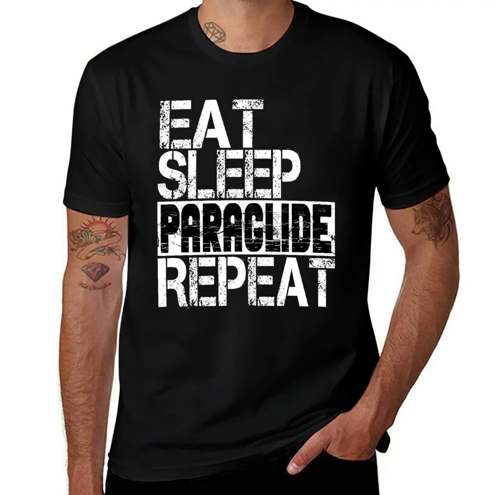 

Eat Sleep Paraglide Repeat, Grunge T-Shirt Utility Work Short Sleeve Top