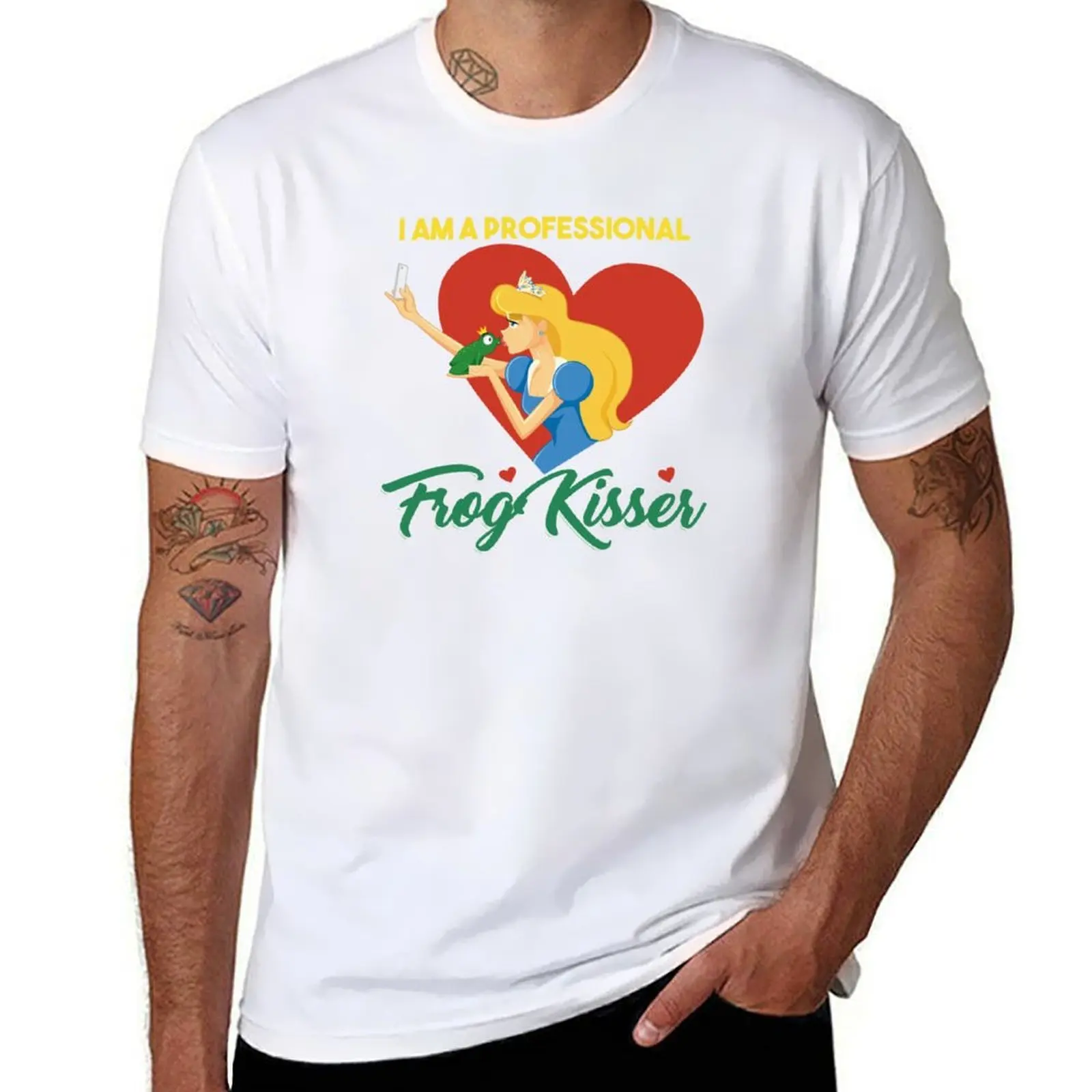 

Professional frog kisser Princess kissing a frog T-Shirt man t shirts for men t shirts for man cotton funny T-Shirt
