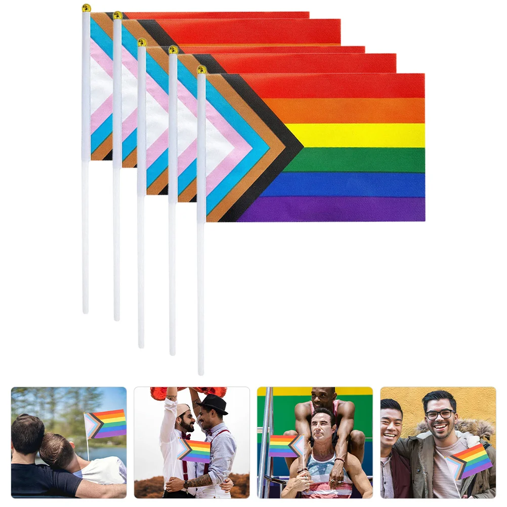 

5Pcs Handheld Pride Flags Decorations Small Outdoor Bunting for Festival Home Decoration