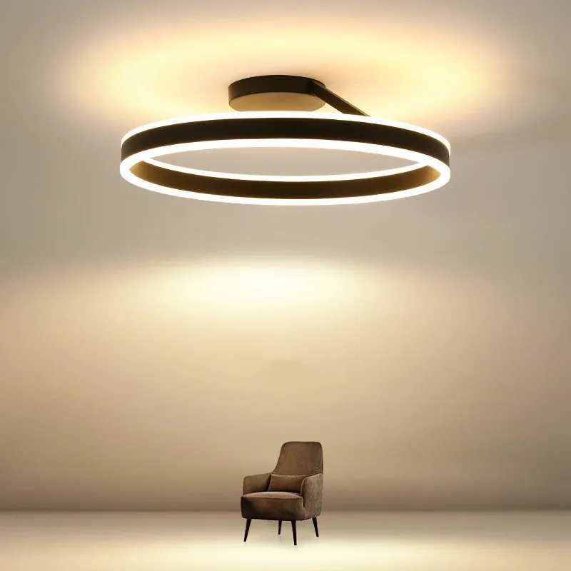 Living Room LED Ceiling Lamp Chandelier Modern Minimalist Restaurant Bedroom Kitchen Light Indoor Home Circular Lighting Decor