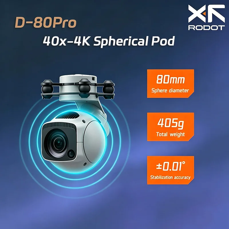 High‑speed Response Gimbal Pod D‑80Pro｜Pitch‑157°~+70°, Max 200°/s Controllable Angular Speed