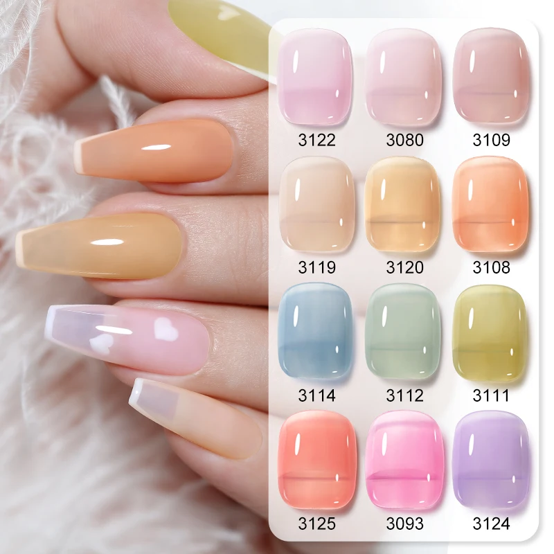 Arte Clavo 4 PZ/SET Gelatina Color Gel Polish Set Base Top Coat Vernice Soak Off Gel UV LED Semi Permanente Tutto Per La Manicure