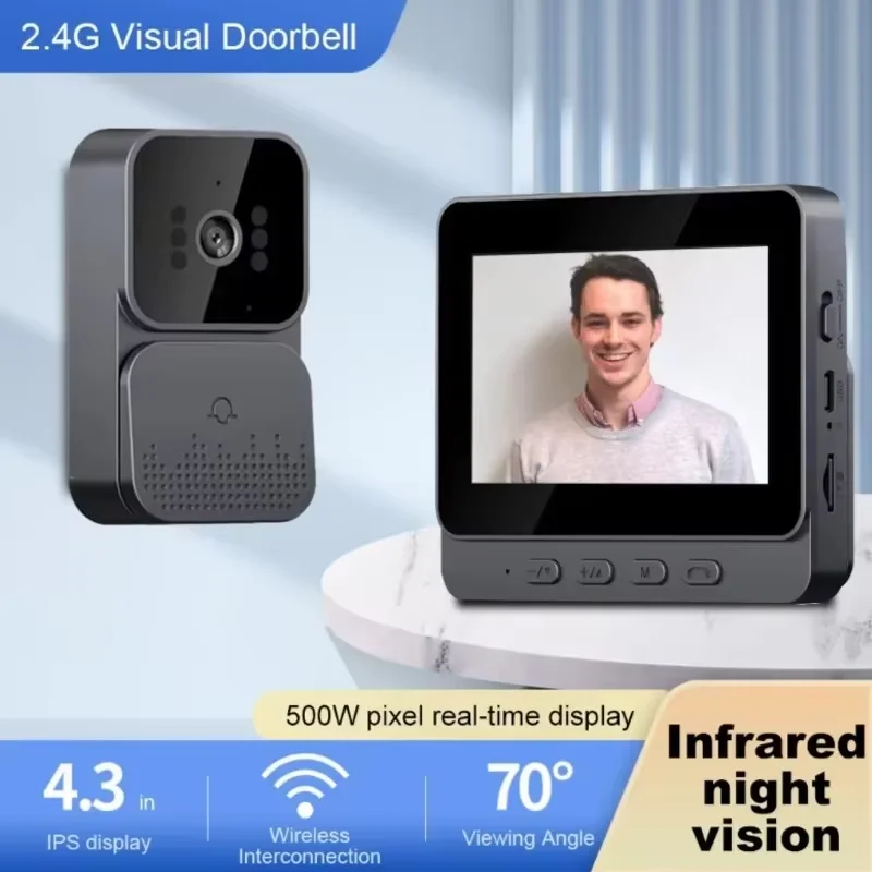 43in-lps-screen-wireless-hd-night-vision-intercom-doorbell-waterproof-visual-doorbell-camera-smart-home-security-video-by-bell