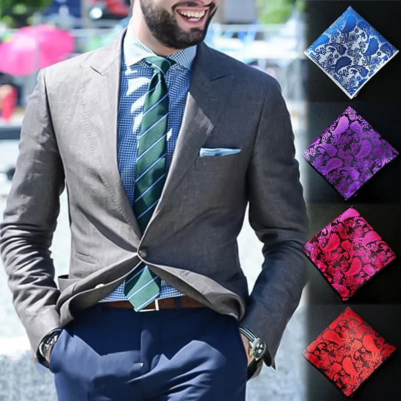 

Men's Suit Handkerchief Vintage Flower Embroidery Handkerchief Elegant Square Coat Pocket Wedding Business Party Accessories