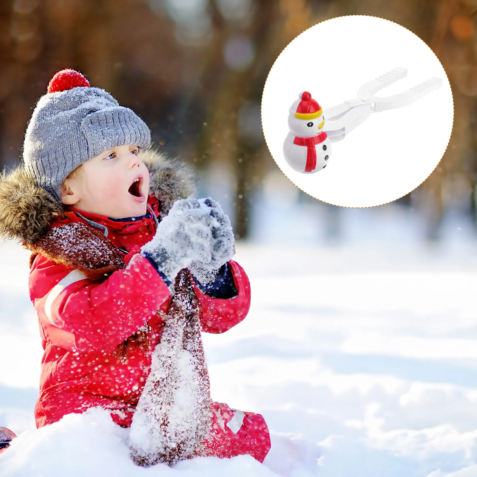 

2PCS Snowball Maker Fun Snowman Shape Snowball Clips Snow Ball Toys with Non-slip Handle for Kid's Snow Ball Fights Random Color