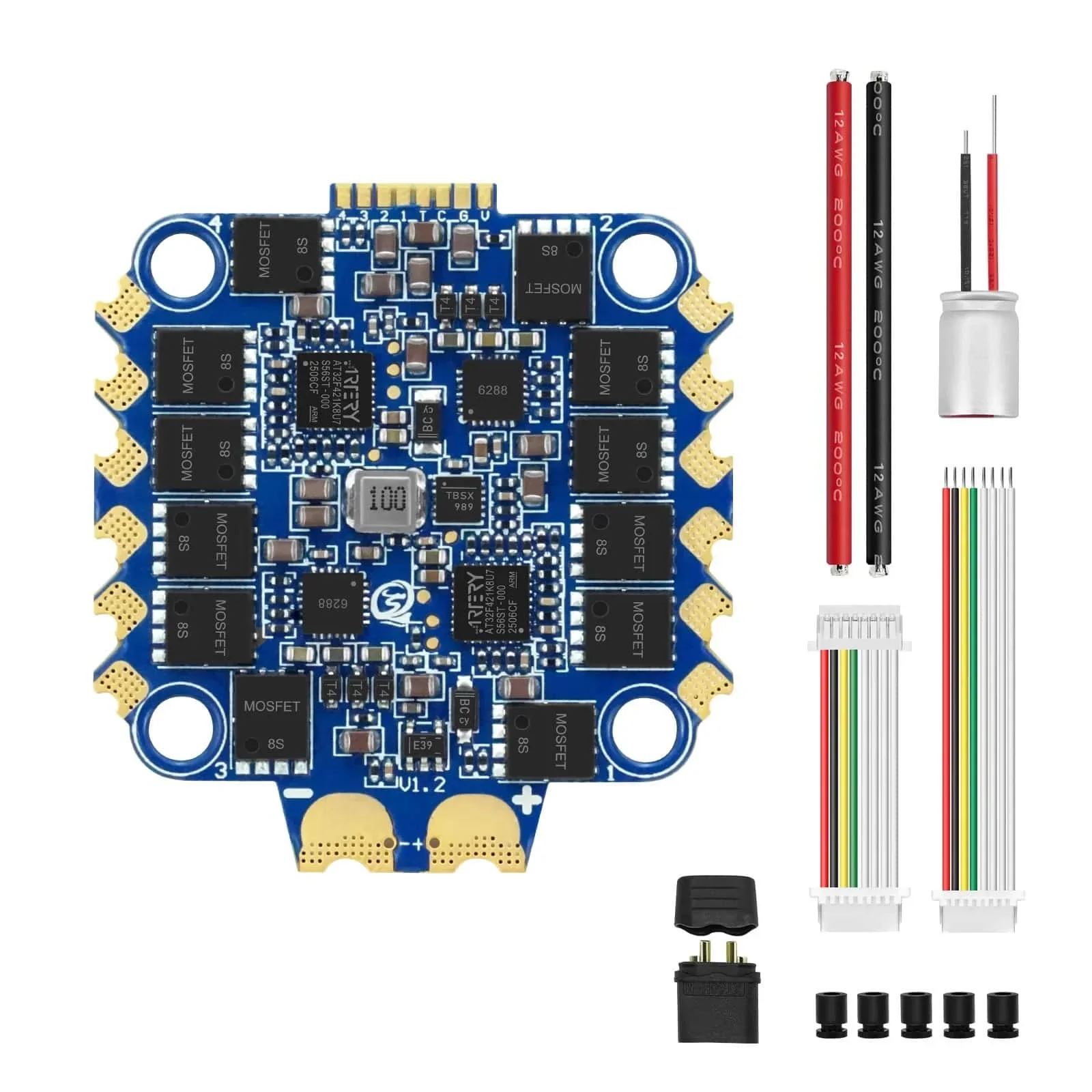 BoMaSBlueson A2 6S|8S 65A 70A 128KHz 4-in-1 AM32 BLHeli_32 ESC 30.5*30.5mm 4mm/M3 For FPV Car Racing And Speed Flying