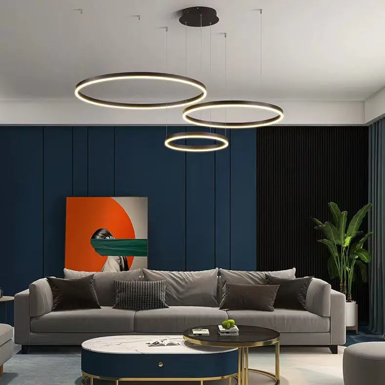 

Nordic Modern LED Pendant Light Circle Lights for Interior Design Engineering Lighting Line Hang Ring Chandelier Lamps Aesthetic