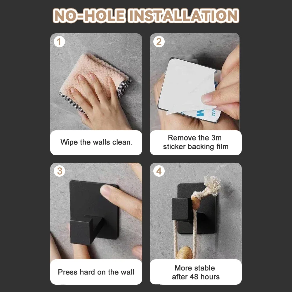 Настенные крючки черного цвета, самоклеящиеся безделушки для сумок, ключей, халата, вешалка для полотенец, многофункциональная полка, аксессуары для ванной комнаты