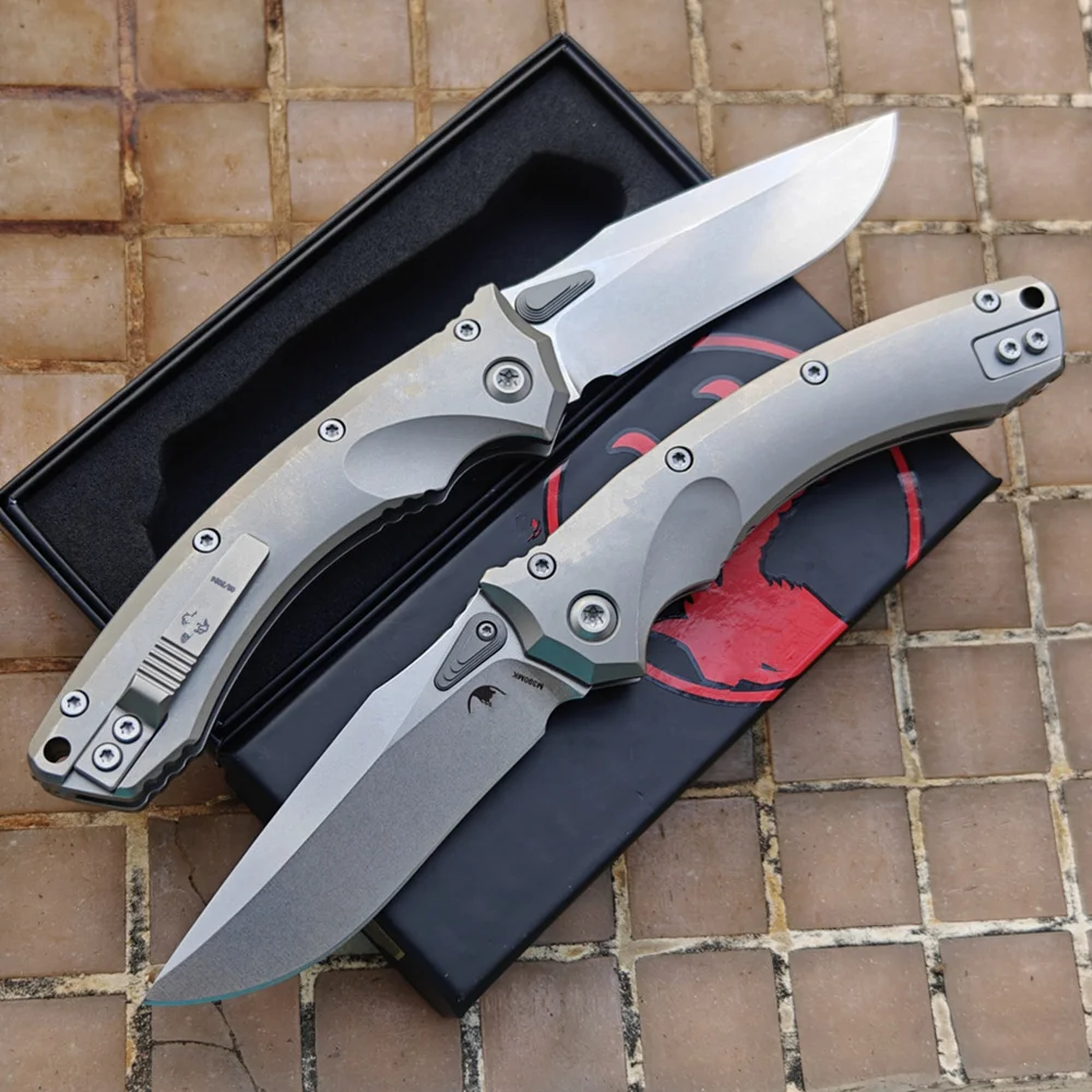 JUFULE Made Amphibia Manual Titanium Handle Ceramic Bearings Stone wash Blade Pocket EDC Tool Camping Hunt Outdoor Folding Knife