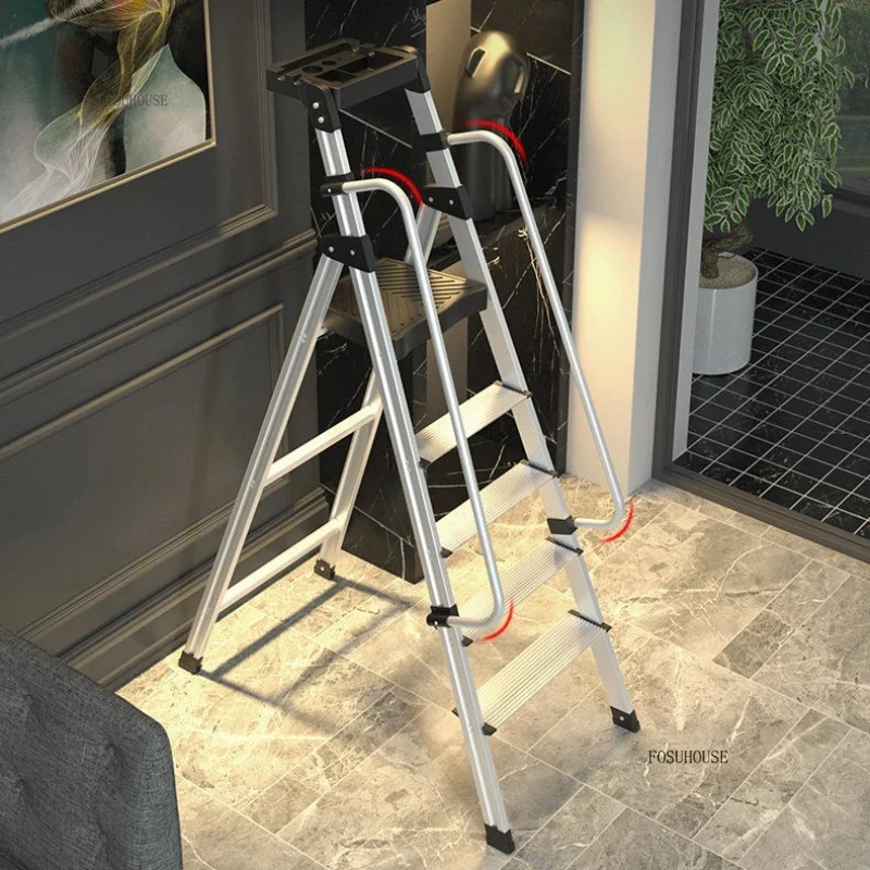 #Thickened Aluminum Alloy Indoor Folding Ladders Outdoor Engineering Step Stools Household A-Frame Ladder Attic Access Ladder