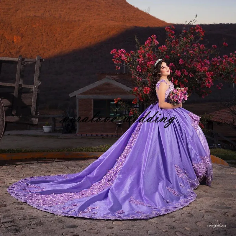 فساتين Quinceanera فساتين عارية الكتف ثلاثية الأبعاد الزهور الحلو 16 فستان حفلة ملابس الأميرة فساتين Xv Años Vestidos De 15 Años