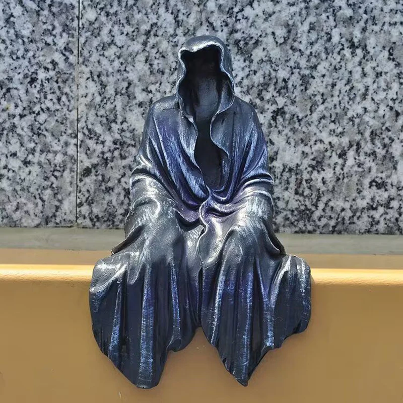 2024 New Reaping Solace The Reaper Sitting Statue Gothic Desktop Resin Black Sculptures For Home Decor Ornament