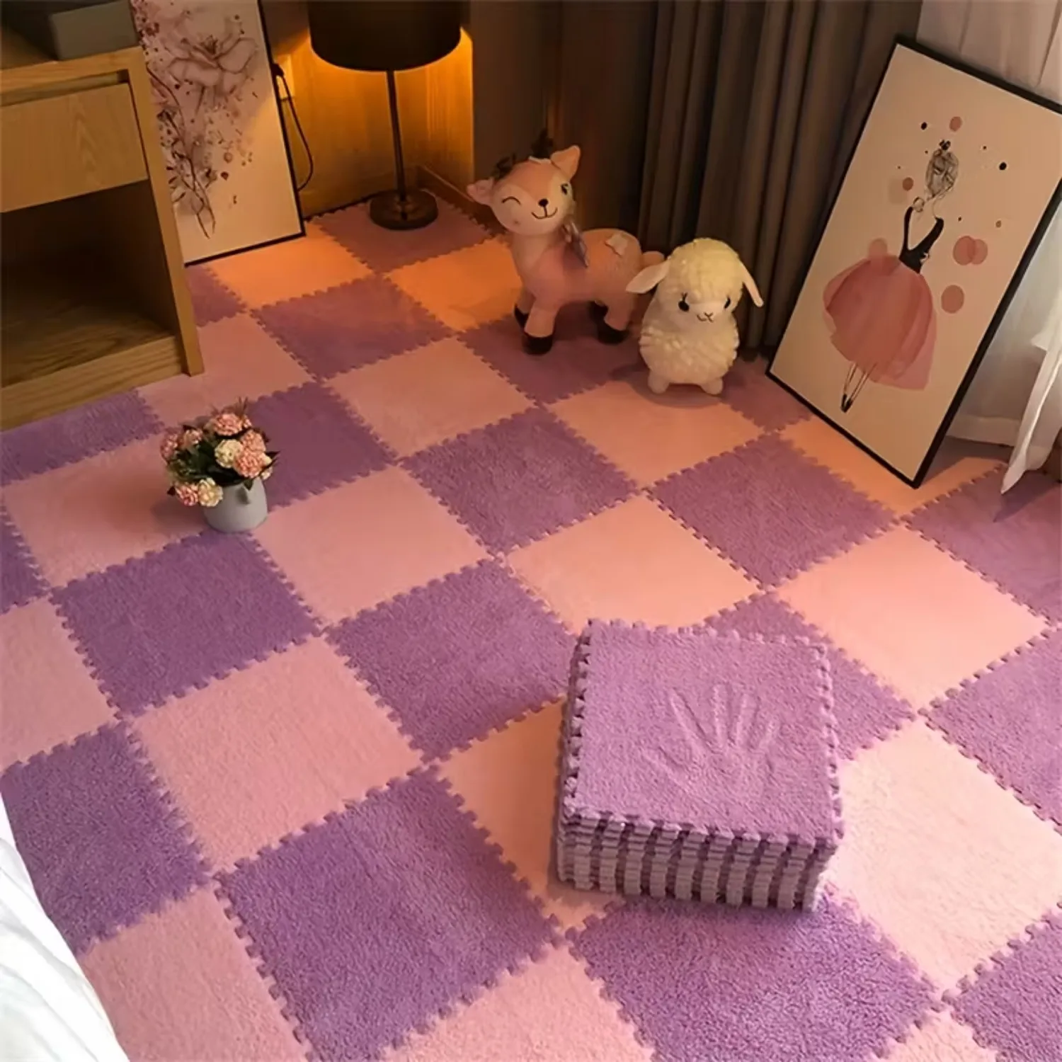 

4-20 шт. плюшевые детские переплетенные коврики, утолщенные, теплые, нескользящие, подходят для спален, гостиных и кухонь
