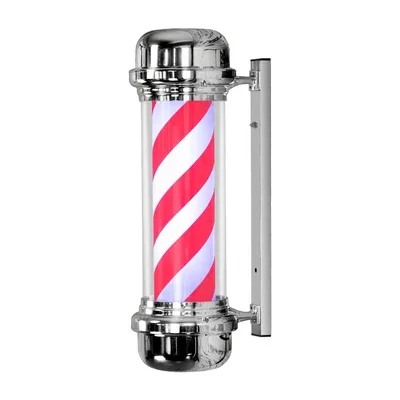 

100cm Barber Shop Pole Rotating Lighting Red White Blue Stripe Rotating Light Stripes Sign Hair Wall Hanging LED Downlights