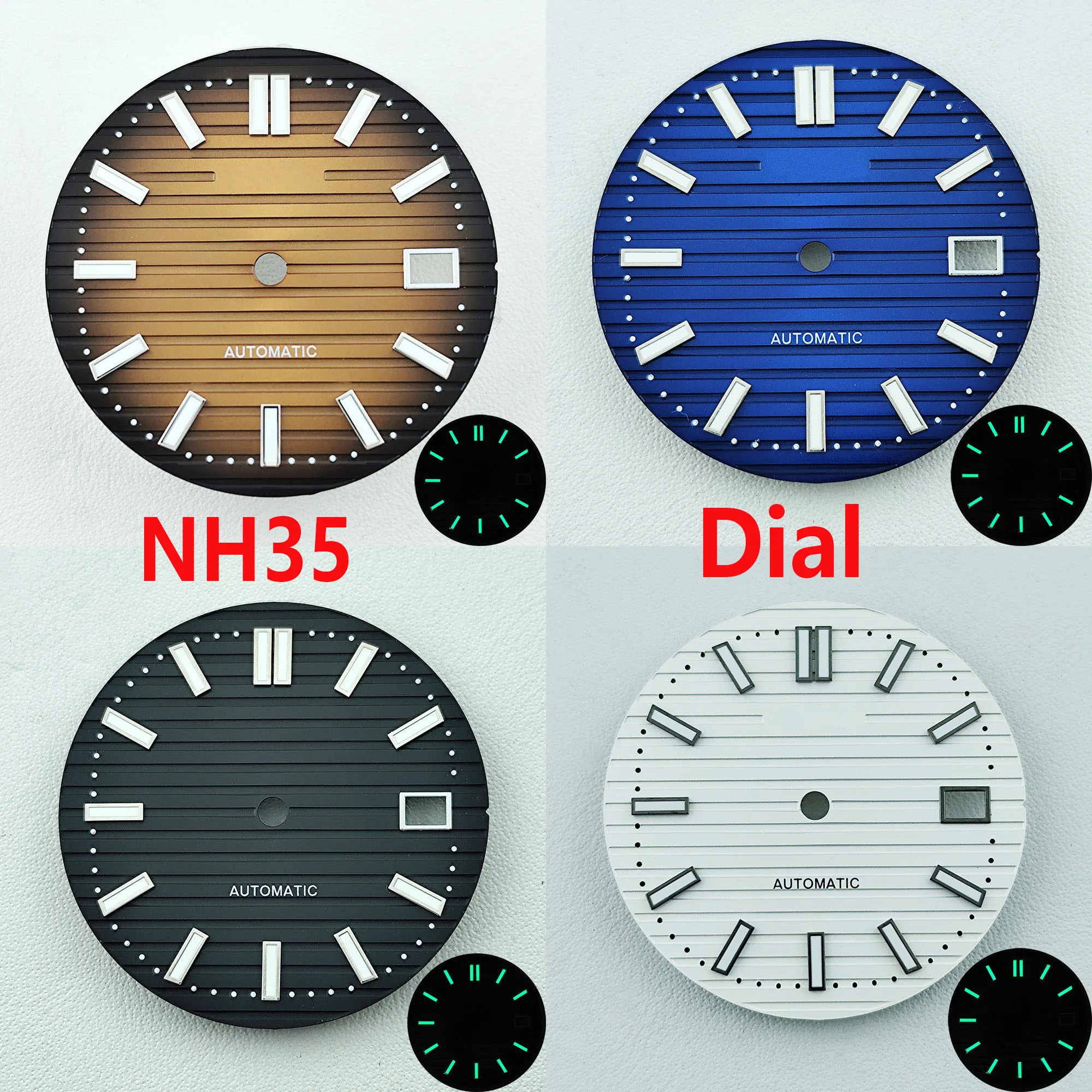 NH35 dial Nautilus dial 29.7mm S dial hijau bercahaya cocok untuk NH35 gerakan jam aksesoris alat perbaikan