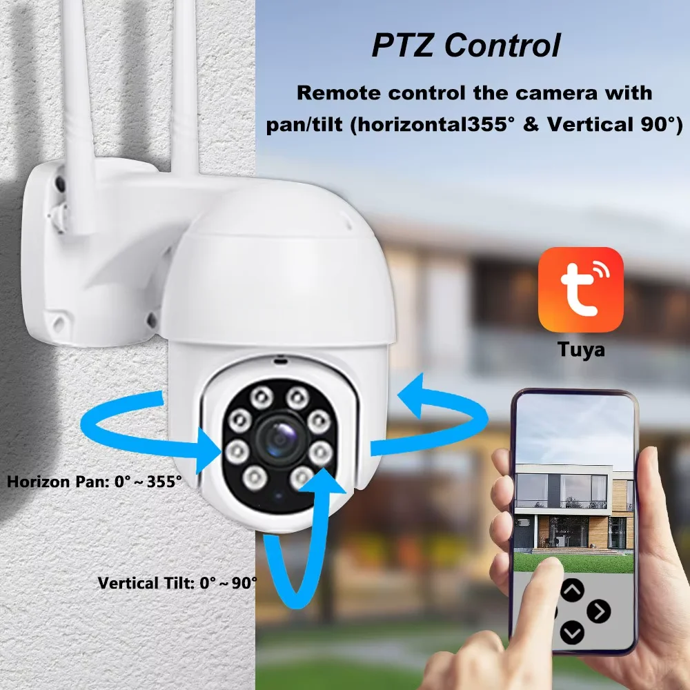 Inlifecam Tuya Smart APP 8CH 3.0MP Outdoor PTZ Pan Tilt Wireless NVR Kit WIFI IP Camera Security System 10.1 Screen