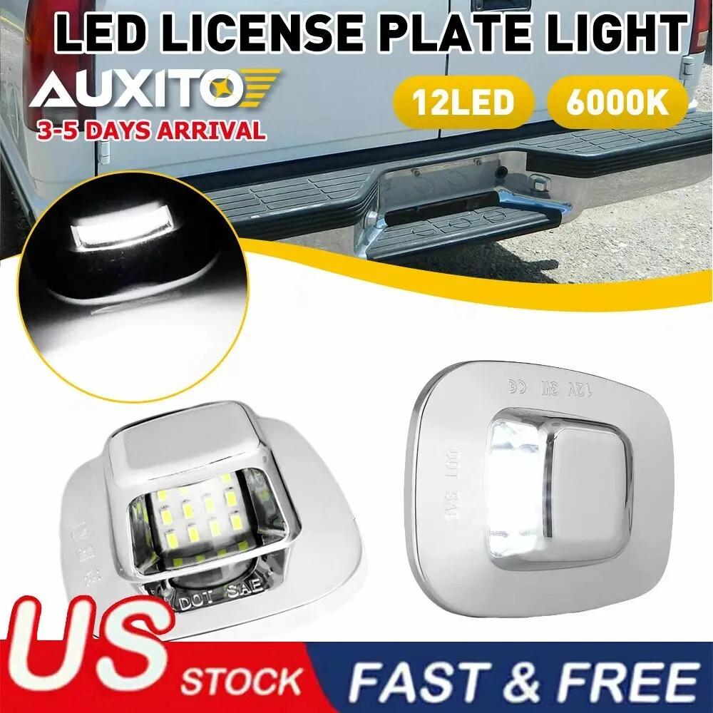 2Pcs For 88-00 Chevy C/K 1500 2500 3500 Bright White LED License Plate Light Tag Lamp Canbus 6000K Full LED 12V Car Accessories