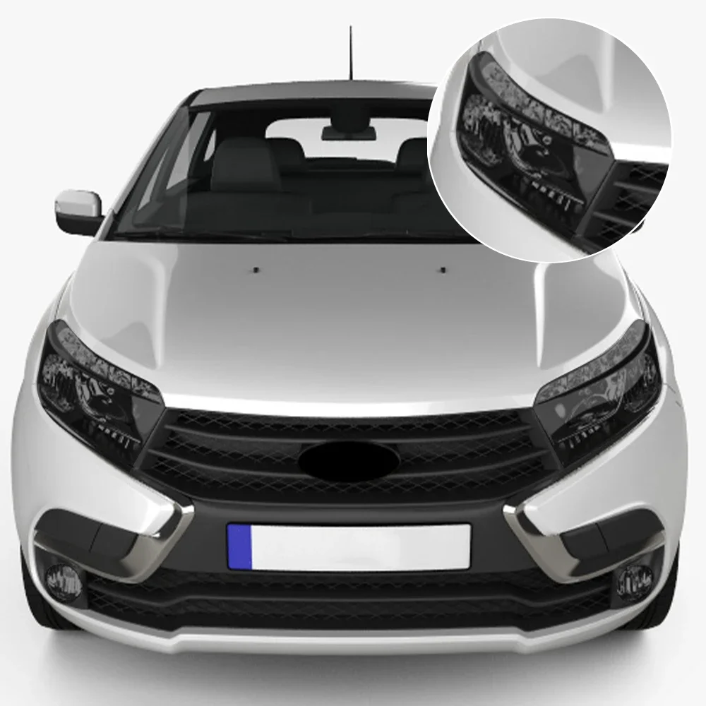 For LADA Xray 2016-2026 Premium TPU PPF High-Gloss Smoke Black Pre-Cut Headlight Cover Anti-Scratch Protective Vinyl Wrap Kit