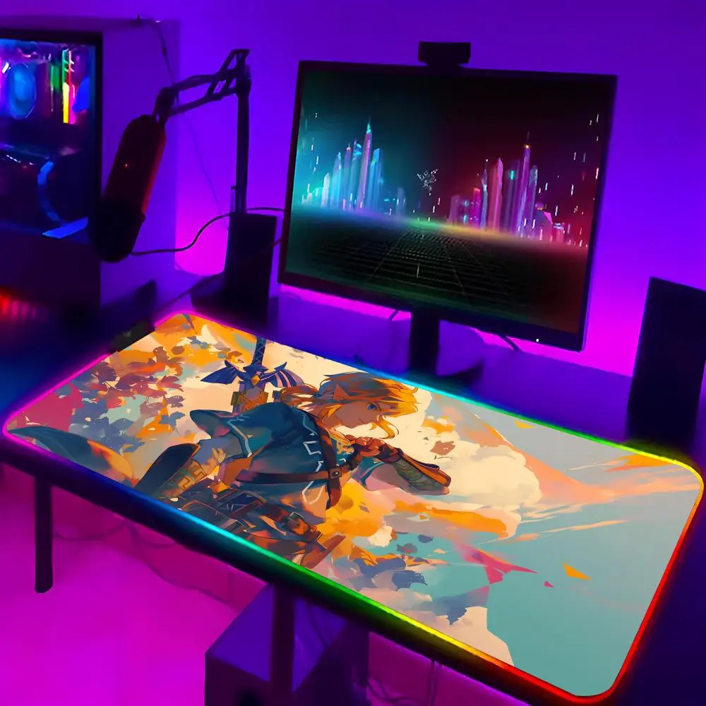 

ZeldaS Mouse Pad Xxl Laptop Mat Gaming Rgb Mousepad Backlit Keyboard Gamer Girl Birthday Table Pads Deskpad