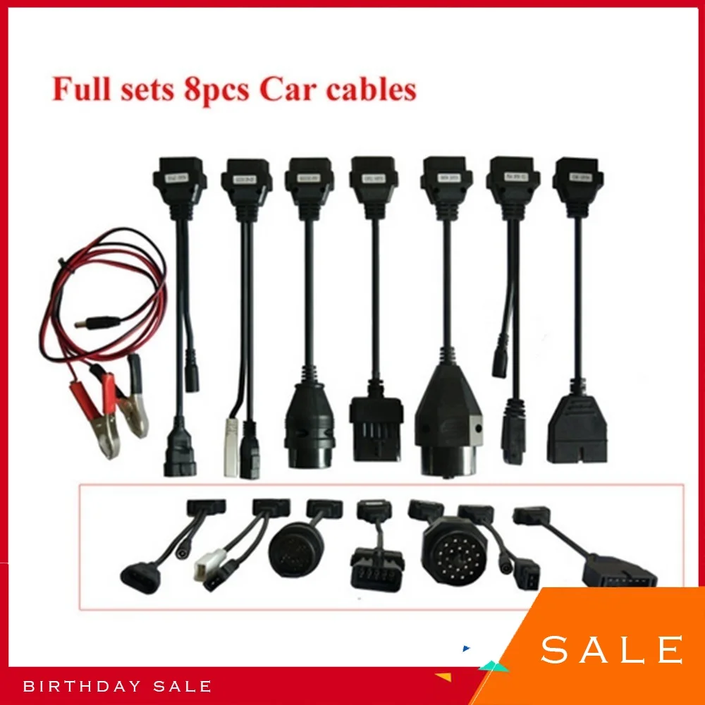 Adapter Cables For TCS Pro OBD2 OBDII Cars Diagnostic Interface Tool Full Set 8 Car Cables ForDs150 Pro Cable