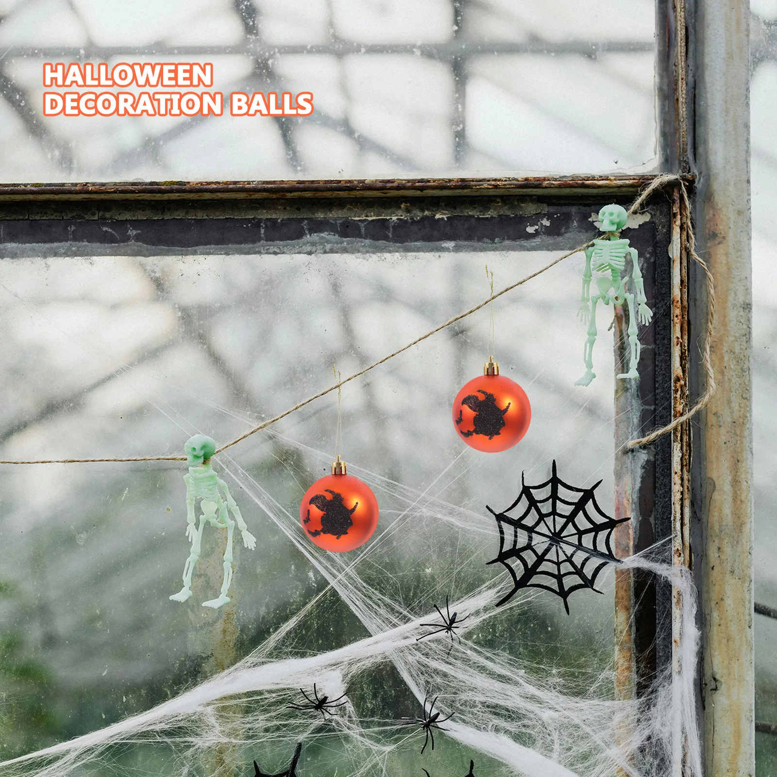6Pcs Halloween Hanging Ball Ornaments Witch Design 7x6cm Lightweight Plastic Decor for Christmas Thanksgiving Birthday Horror