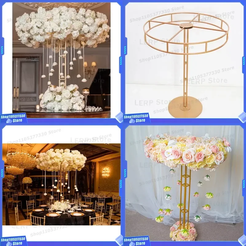 Large Colorful Artificial Flower Ball Metal Table Centerpiece Modern Wedding Decoration Ornaments for Home Party Event