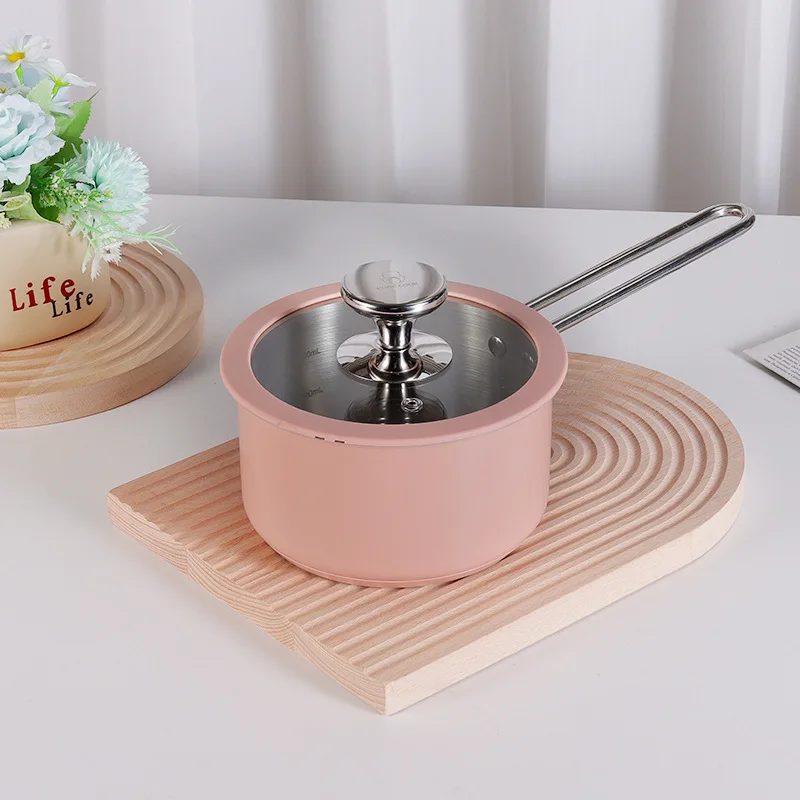Korean stainless steel 304 covered bottom with ceramic paint soup pot milk  steamer complementary food pot